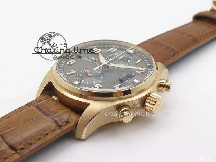MIROTIME 0321 Youthful Pilot Chrono RG 3878 Gray Dial on Light Brown Leather Strap A 7394